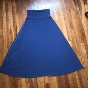 Slinky/silky maxi skirt, dusty blue, size Large